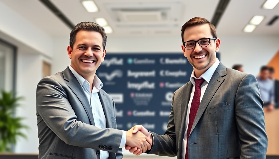 Businessmen shake hands at Northwell and Nuvance merger event.
