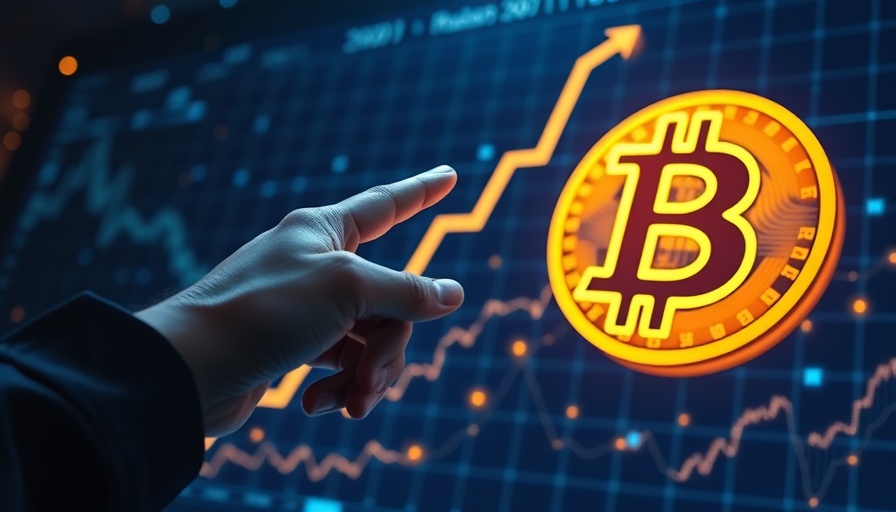 Futuristic Bitcoin's price rising illustration with glowing chart.