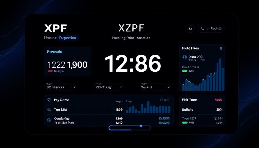 XpFinance Lending and Borrowing Platform on XRPL presale interface showing a countdown timer and progress bar.