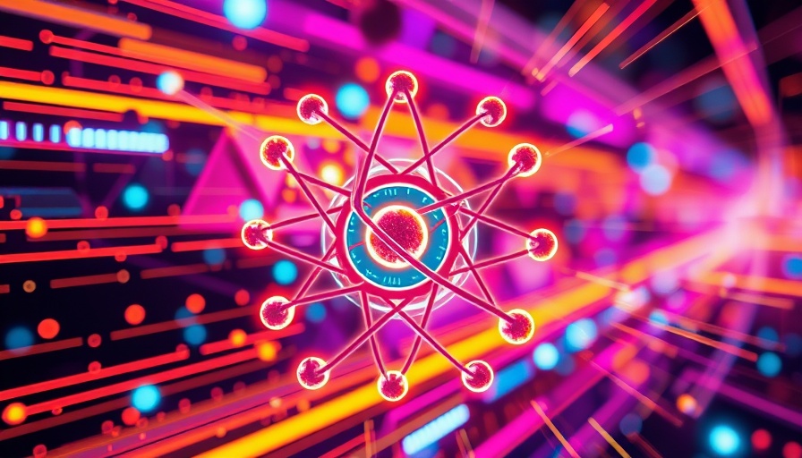 Abstract atomic structure with digital symbols, representing free will and quantum experiments.
