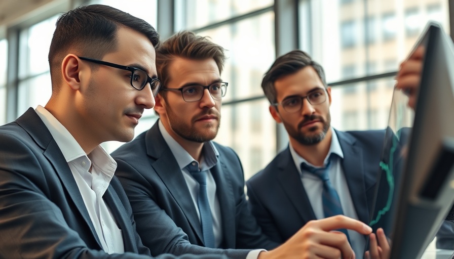 Professionals discussing ETFs and mining opportunities in an office.