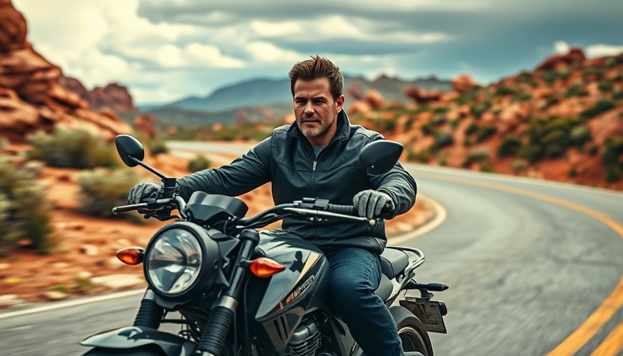 Motorcyclist on scenic road highlights motorcycle safety myths.