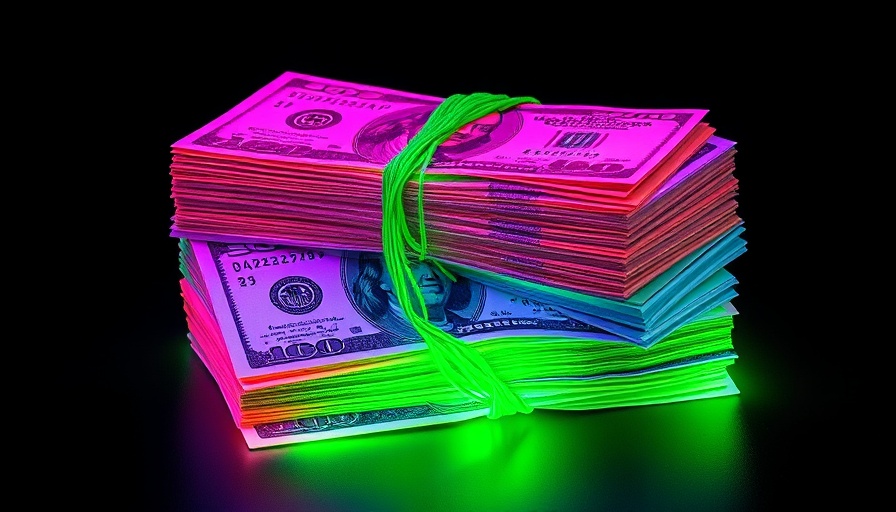 Neon stack of US dollars suggesting AT&T data breach settlement payout.