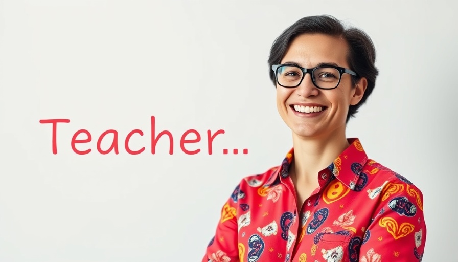 ADHD neurodivergent teachers, smiling educator with colorful background.
