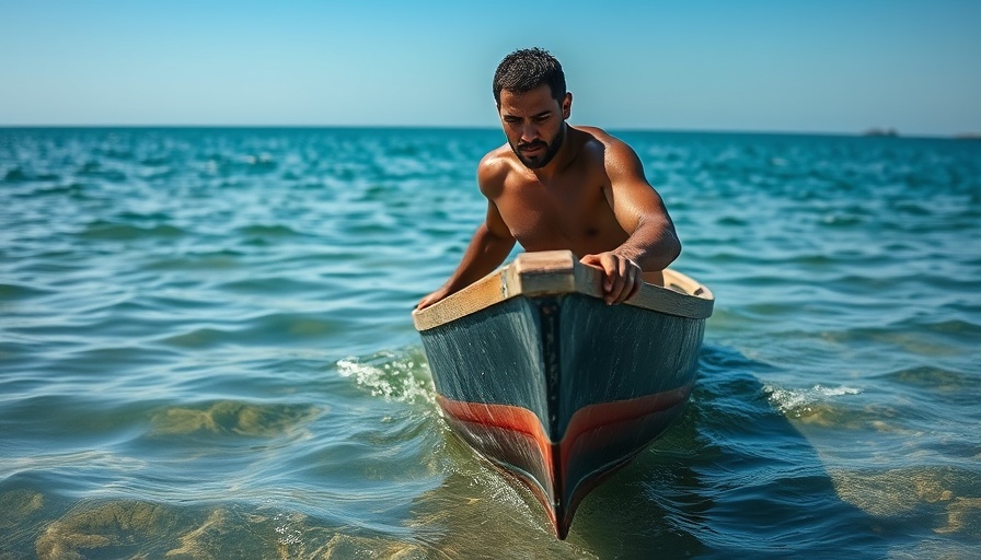 Navigating Southwest Florida Sandbars: Man pushing boat in shallow water on a sunny day.