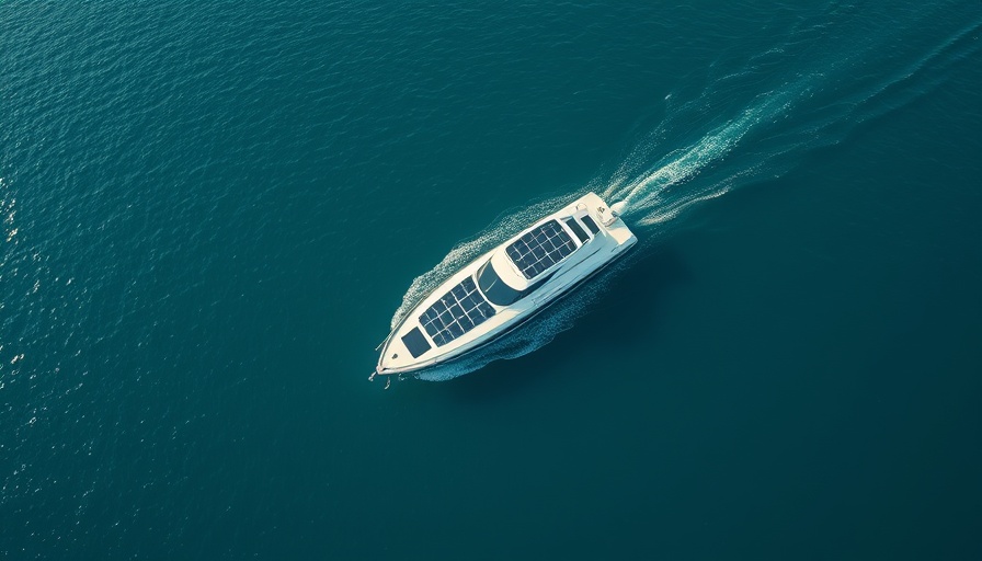 Modern solar-powered boat on a calm sea, silent emissions-free boating