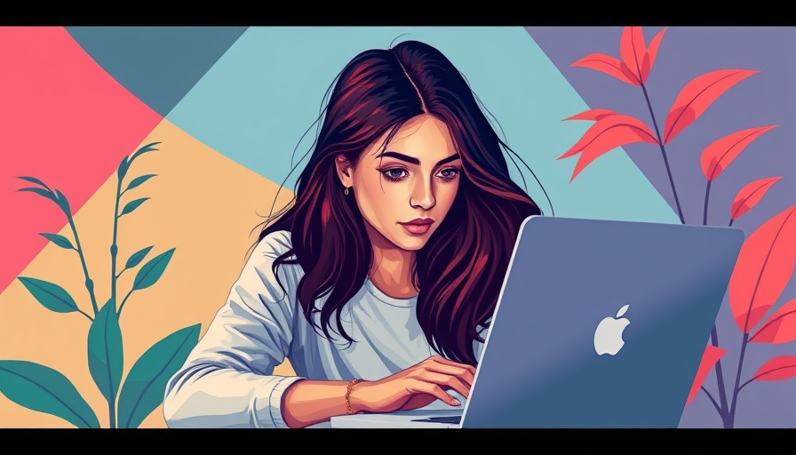 Illustration of a woman using laptop for rapid app development.