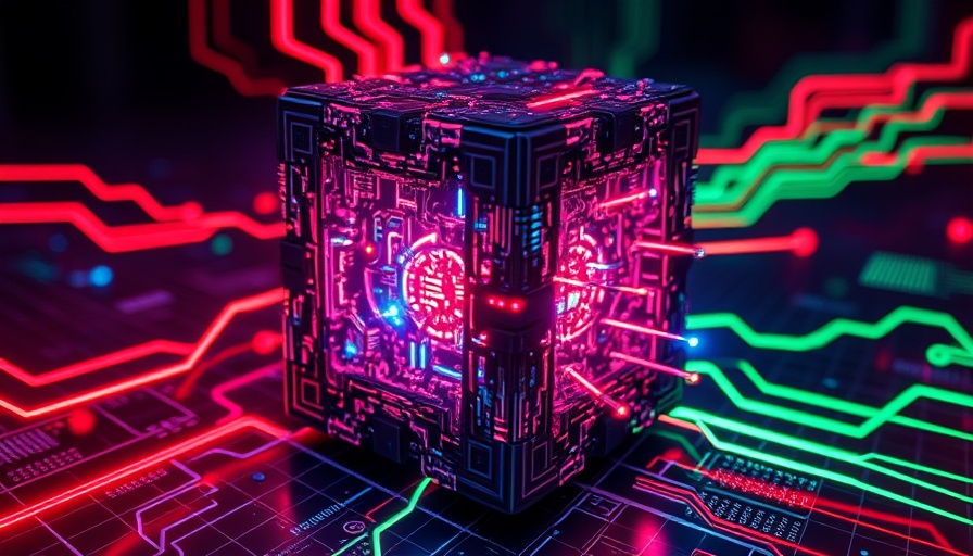 Futuristic digital cube with vibrant data streams, Mixture-of-Recursions.