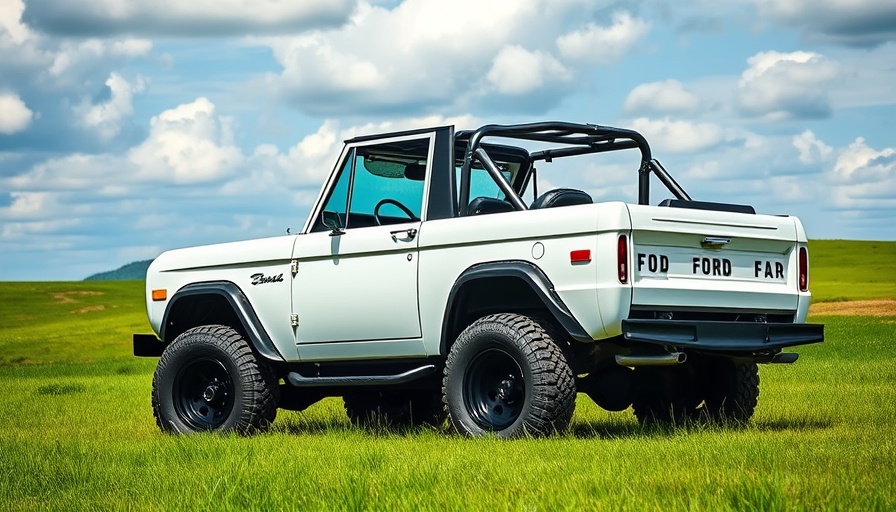 1973 Ford Bronco restoration with oversized tires and open top