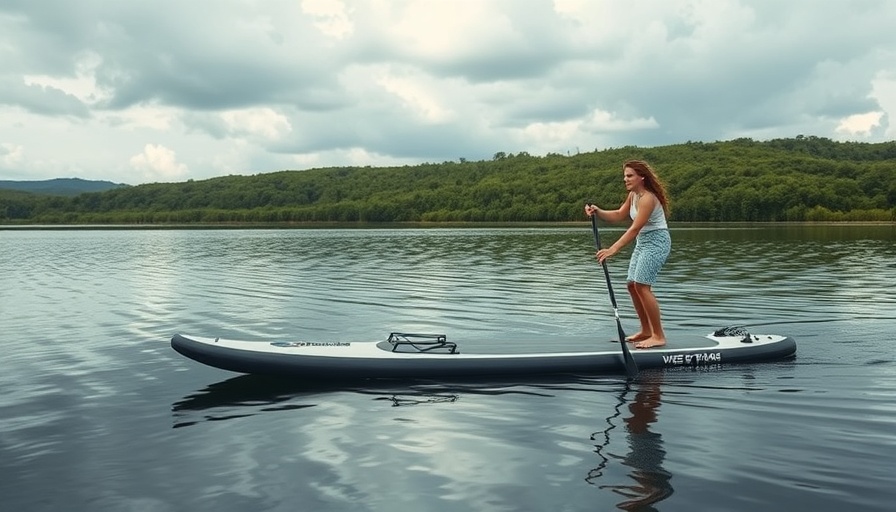 SUP Tracking Challenge 2025 participant paddleboarding on calm waters.