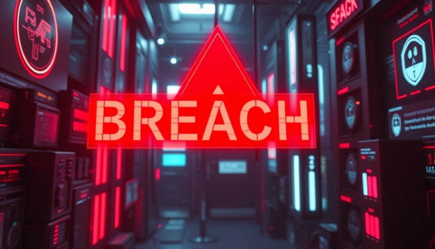 Massive data breach financial firm alert in glowing red digital sign.