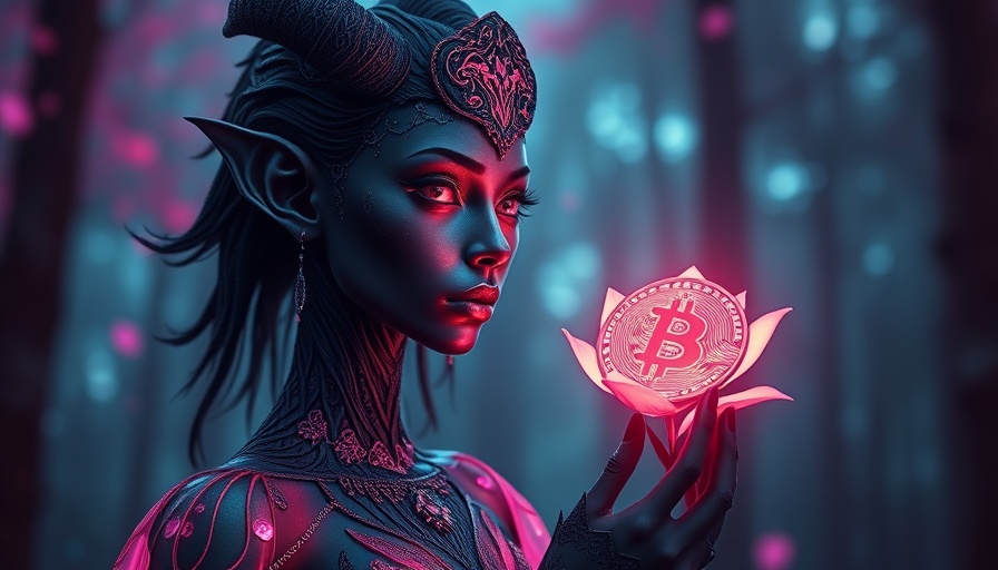 Fantasy creature with Bitcoin flower in mystical forest, representing largest Bitcoin hack.