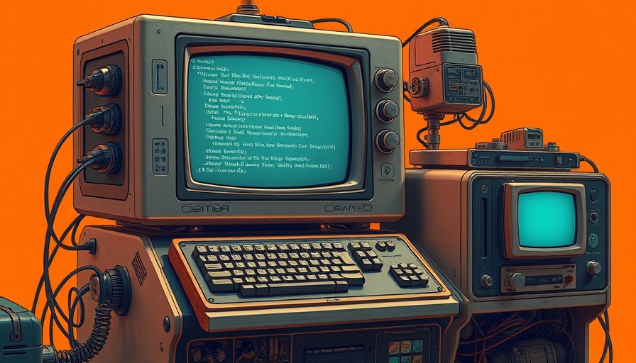 Retro computer displaying coding interface, Claude 4.1 AI coding tool inspiration.