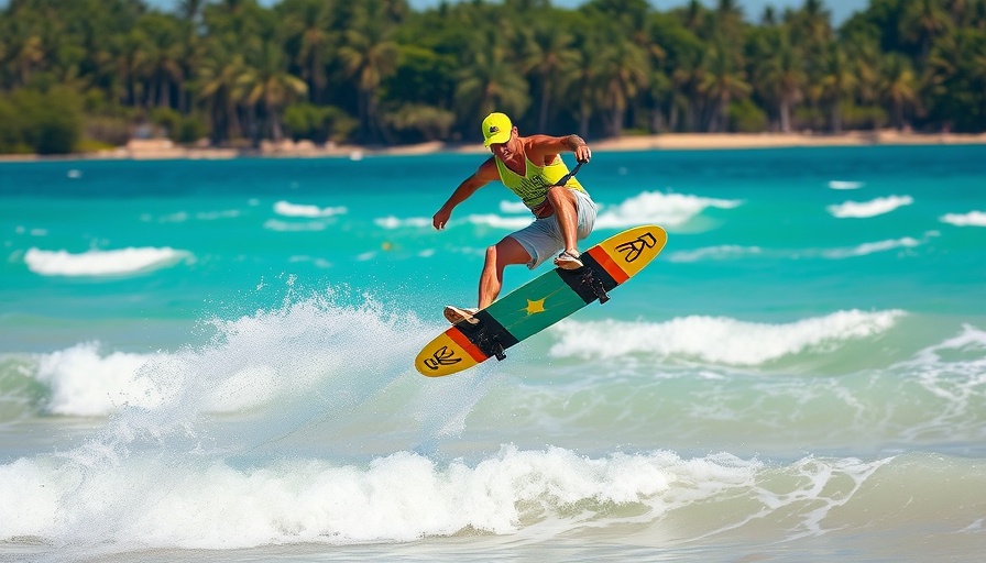 Athlete on Fliteboard Flux Series soaring above waves, vibrant scene.