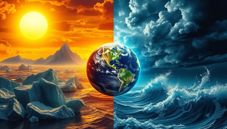 Illustration of difference between global warming and climate change.