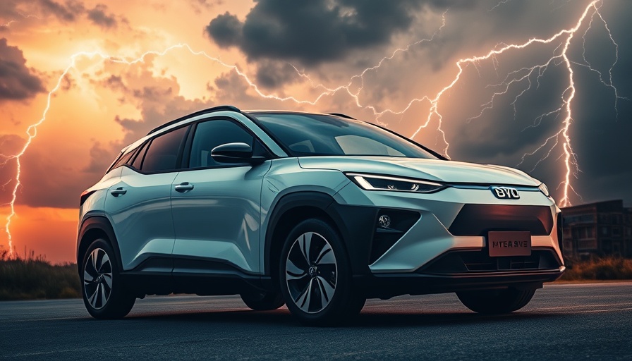Dramatic scene of BYD EV struck by lightning.