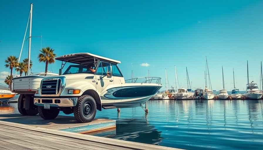 Tips to avoid launch ramp rush: truck and boat at marina.