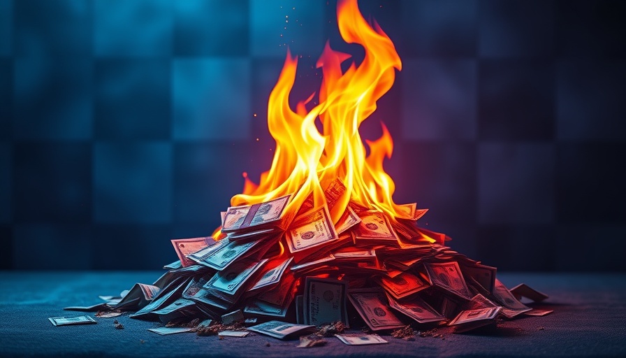 Symbolic burning money illustration highlights cost inefficiency in AI models.