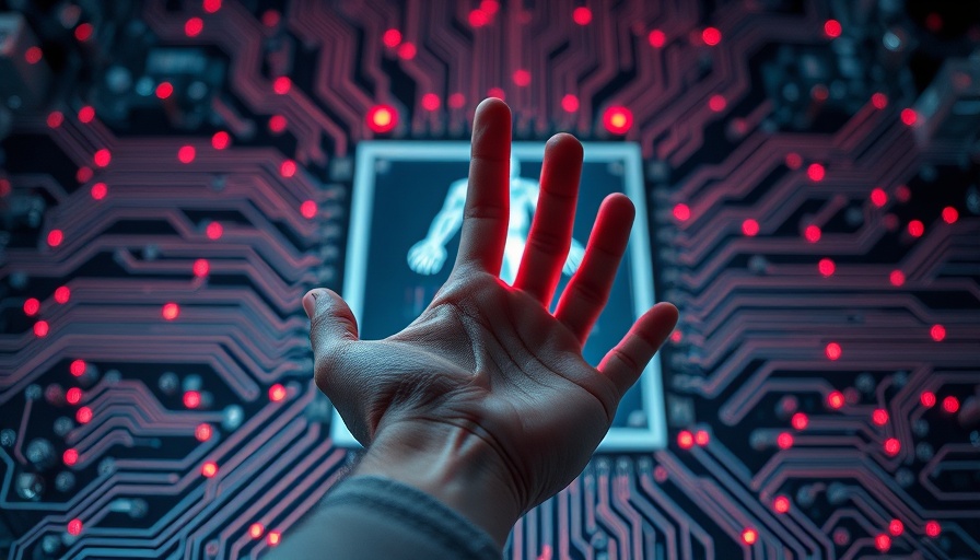 Futuristic hand reaching for digital figure on microchip, Nvidia Nemotron-Nano-9B-V2 release.