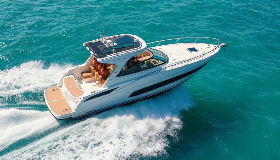 Sleek Pursuit S 328 speeding on turquoise waters with passengers.