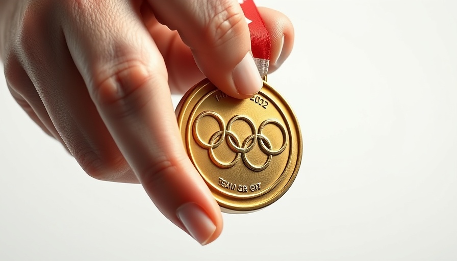 Hand holding a Paris 2024 Olympic medal, Team GB background.