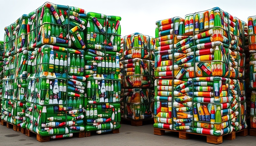 Colorful compressed plastic bales indicating recycling capacity.