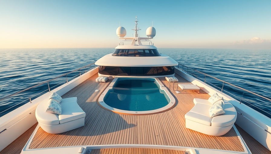 Sanlorenzo 50Steel luxurious yacht deck with ocean view.