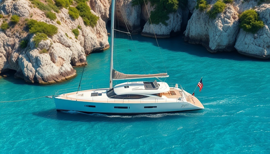 Dufour 54 features in pristine bay with clear waters.