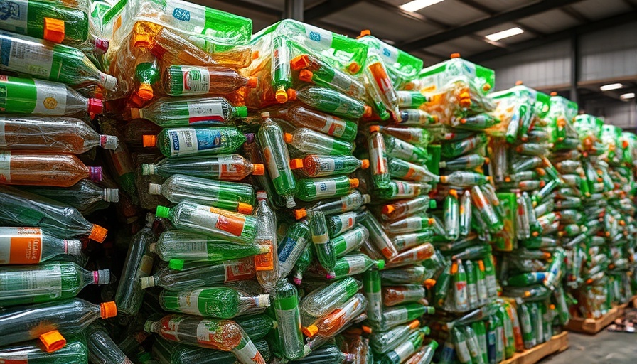 Compressed plastic bottles representing California SB 54 regulations.
