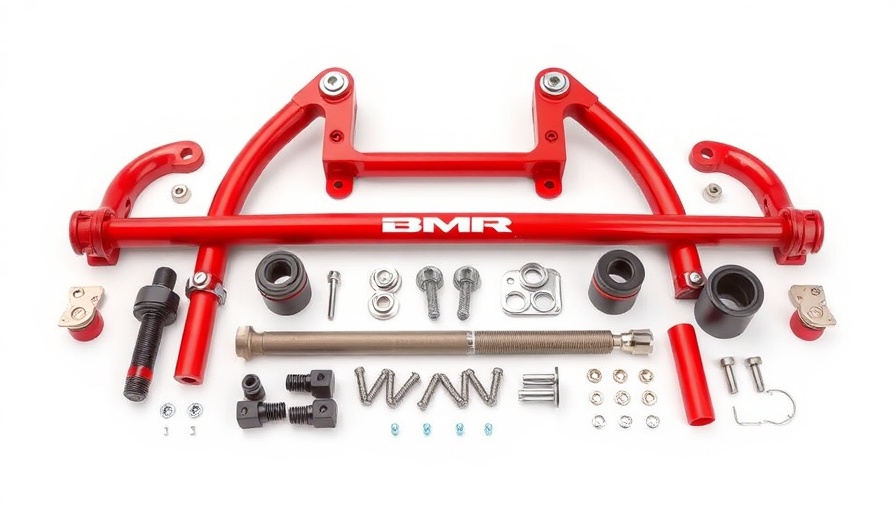 BMR Panhard Rod Relocation Kit components on white background.