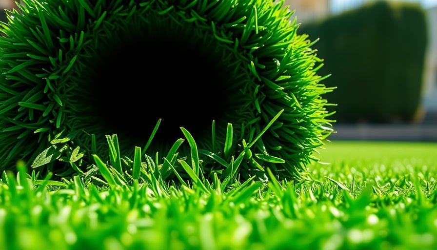 Vibrant artificial turf roll on green grass surface, photorealistic.