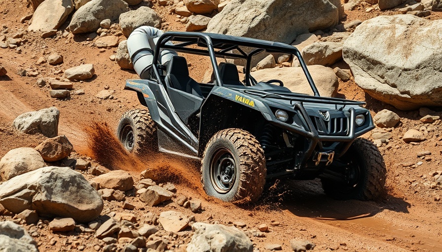 Yamaha YXZ1000R navigating rocks during intense off-road adventure.