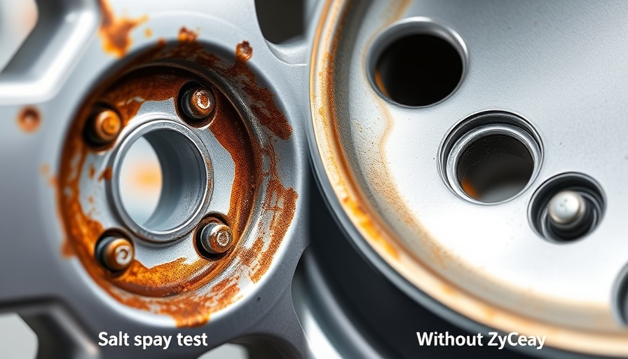 Comparison of rim shells with and without ZyClear coating after a long salt spray test.