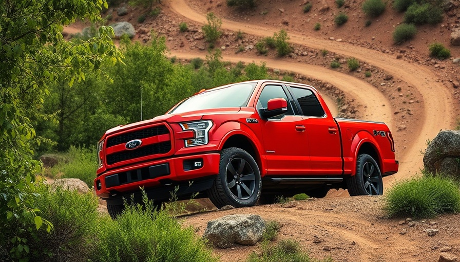 2025 Roush RT6 F-150 navigating rugged terrain with greenery.
