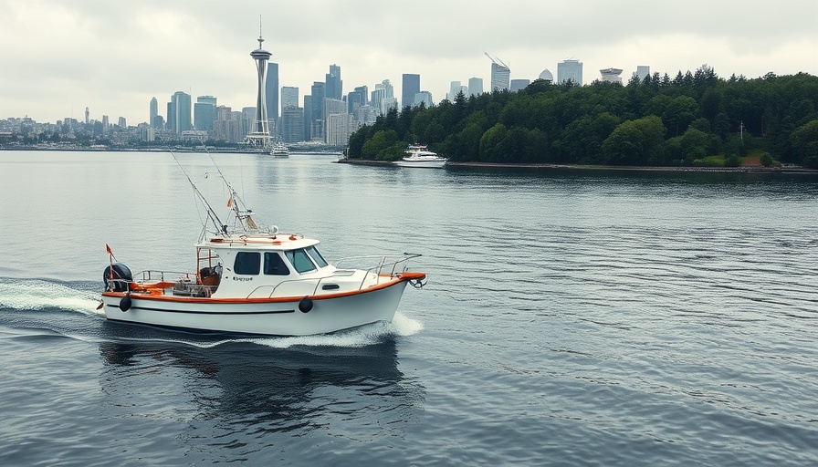Scenic Seattle fishing tour scene with skyline view.