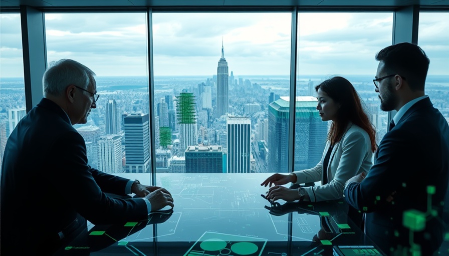 Collaborative cleantech policy development in futuristic office setting.