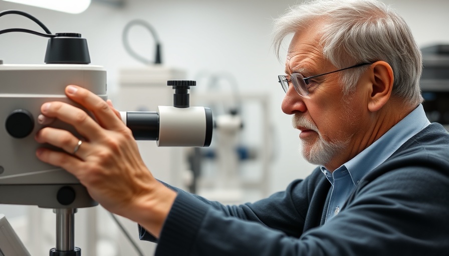 Quality control worker using advanced measurement tool in lab.
