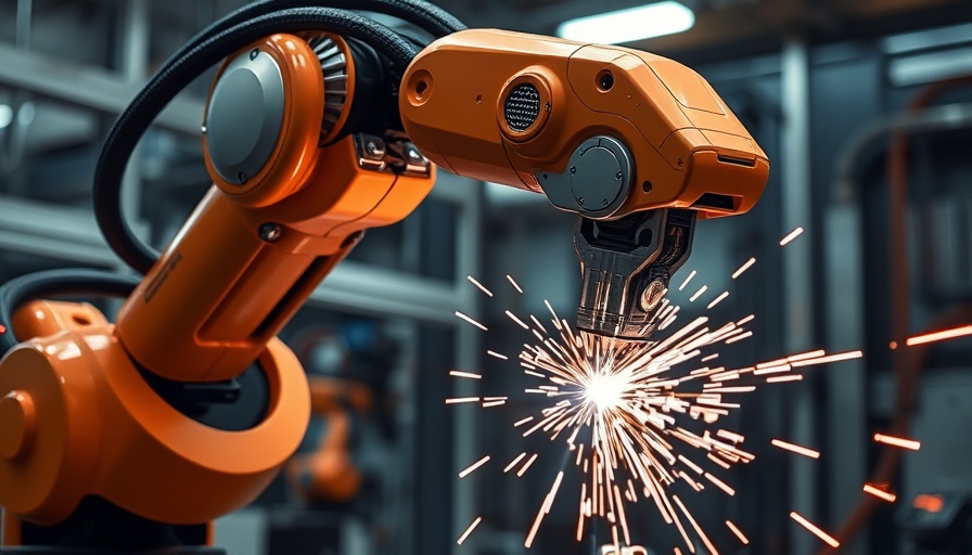 Advanced robotic welding arm in action, transforming production with precision welding.