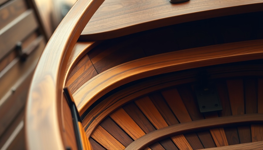 Detailed wooden boat stringers showcasing craftsmanship.