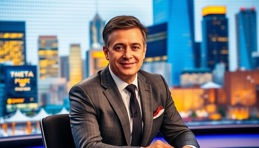Future of broadcast television host in modern studio setting.