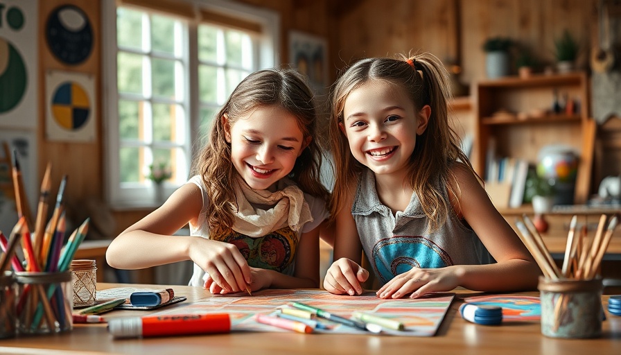 Mindful marble art for kids: Two girls creating colorful artwork.