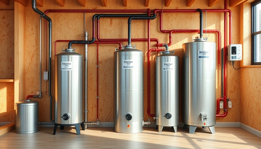 Low-temperature hydronics system with tanks and pipes in a wooden room.
