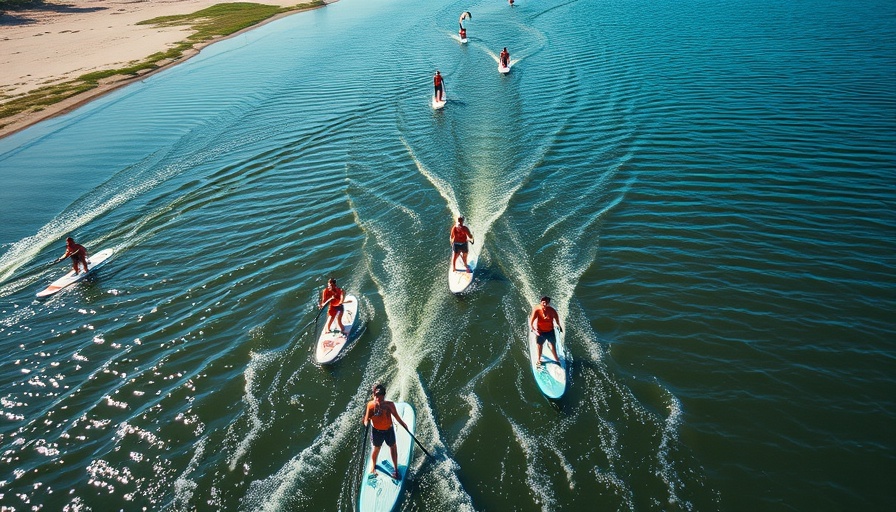 Aerial view of paddleboard race at EuroTour 2025 Final Rankings.