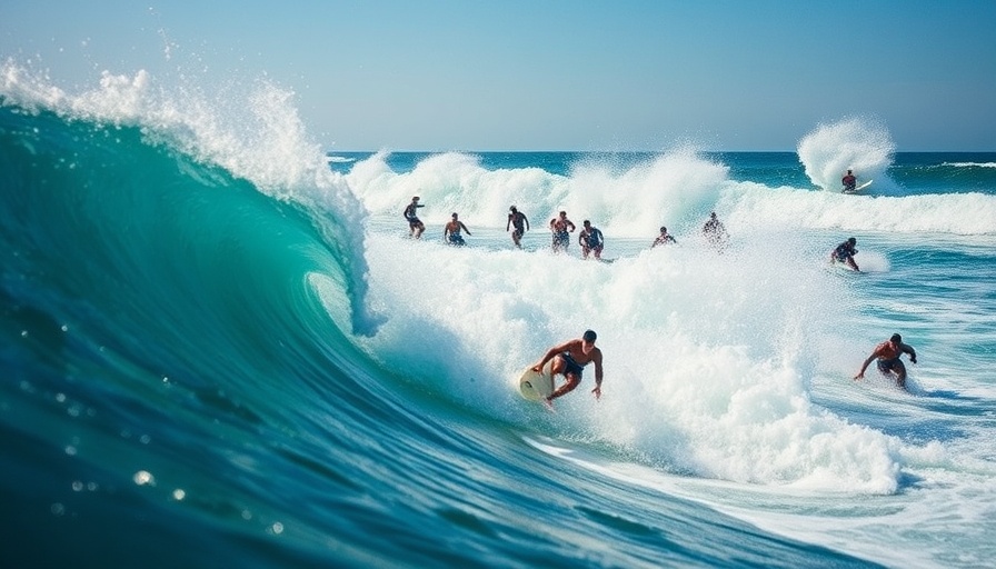 Surfers navigating crowded waves, paying dues in surfing.