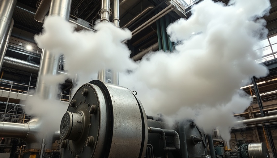 Industrial machinery emitting pure steam in a high-tech facility.