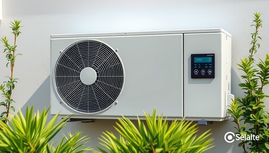 Modern air-to-water heat pump unit in operation.