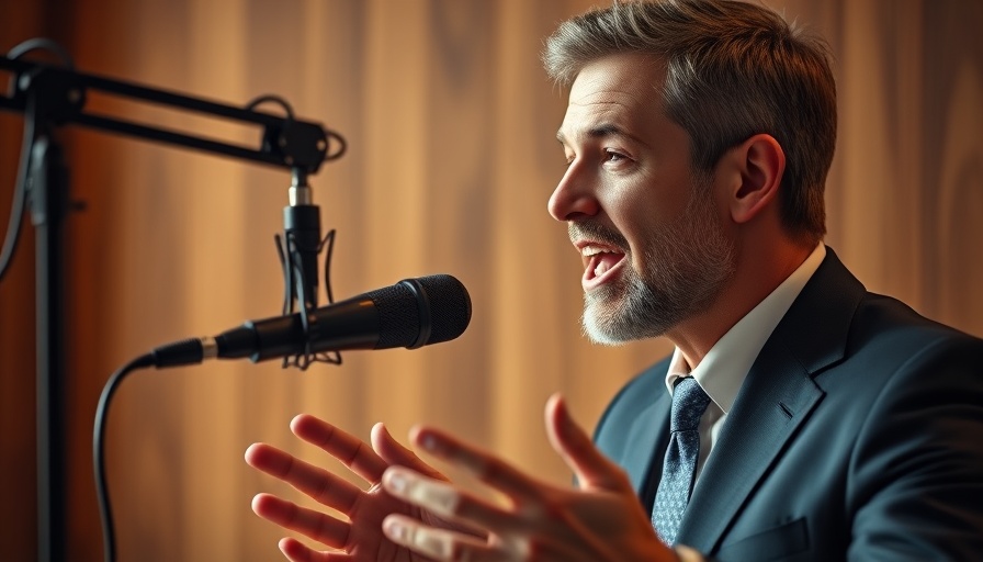 Man discussing environmentalism and capitalism in a podcast studio.