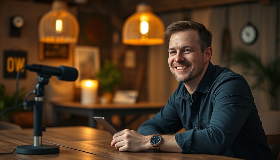 Interview about turning plastic waste into income, man smiling in cozy studio.