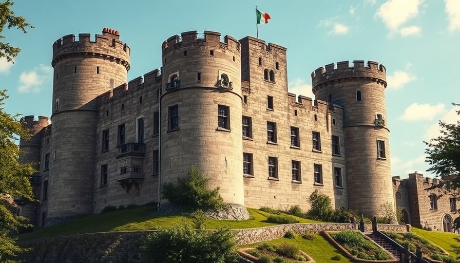 Kilkea Castle in a family-friendly setting under a clear sky.