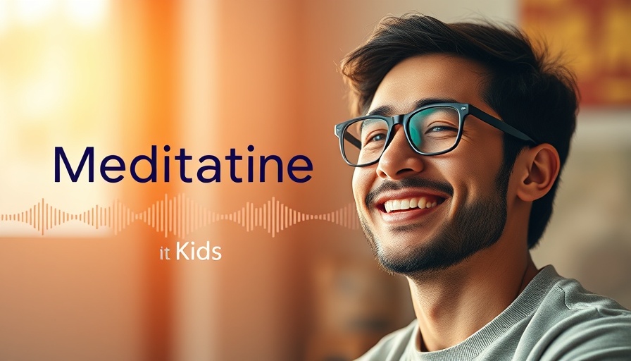Promotional image for meditation for kids featuring a smiling man.